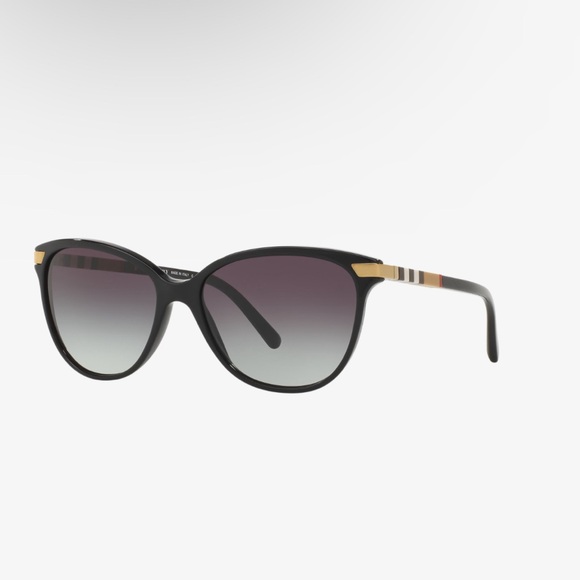 NWT Burberry cat eye black acetate sunglasses with light grey gradient lenses - Picture 1 of 5